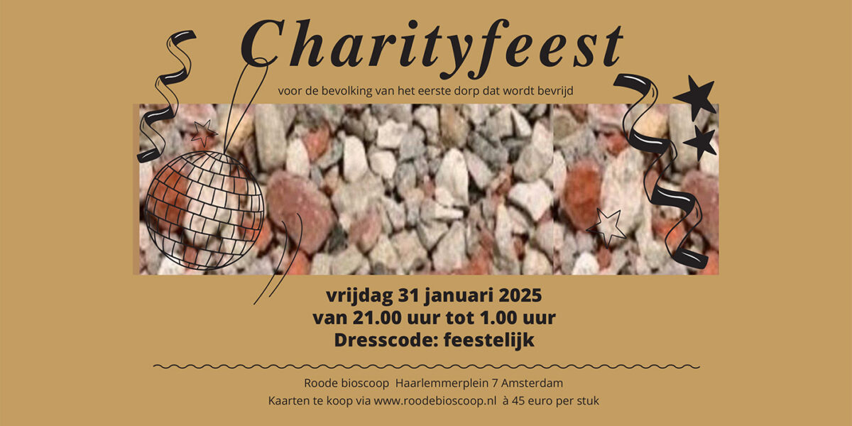 Charityfeest voor de bevolking van het eerste dorp dat wordt bevrijd